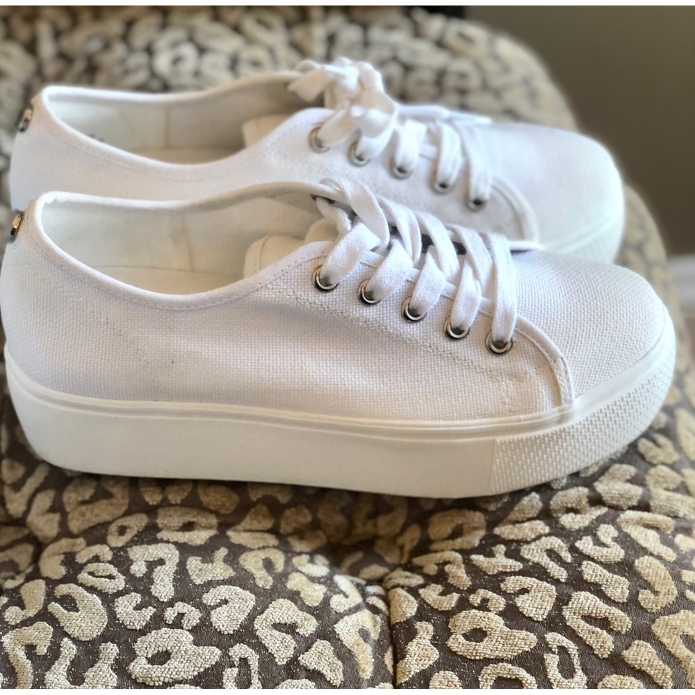 Steve Madden platform white sneakers size 7.5. Worn once for two hours.